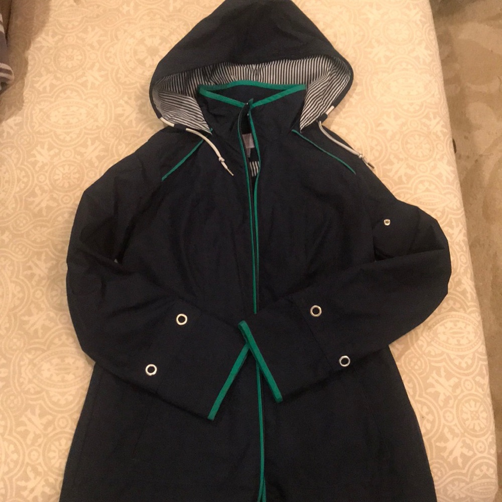 Navy Blue/ Green Light Rain Coat